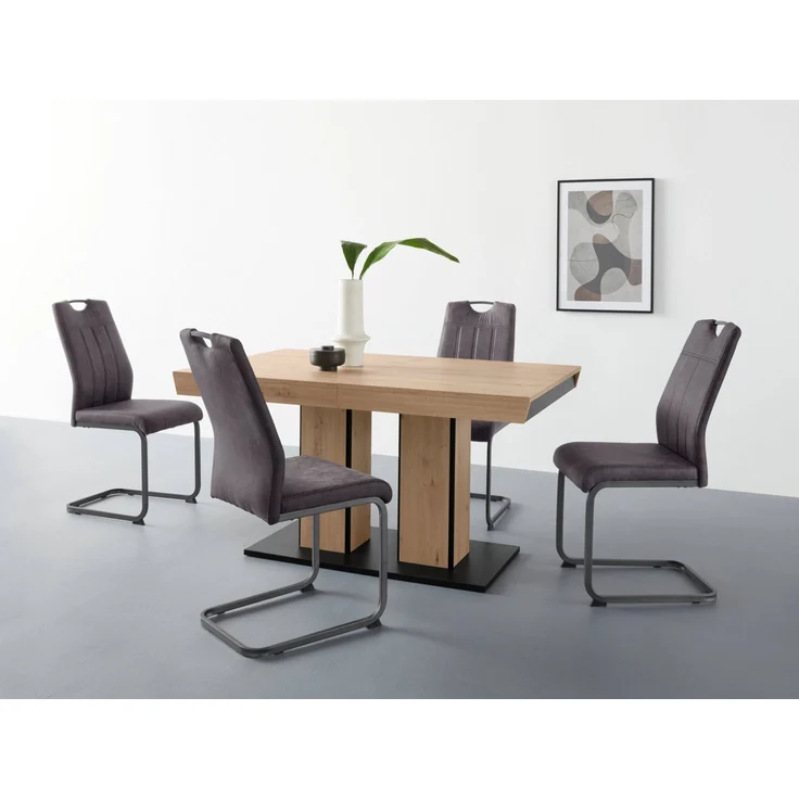HELA Essgruppe Tisch ausziehbar 140 -220 cm, (Set, 5-tlg), Belastbarkeit 140 KG, bequem gepolstert mit Griff – Bild 1
