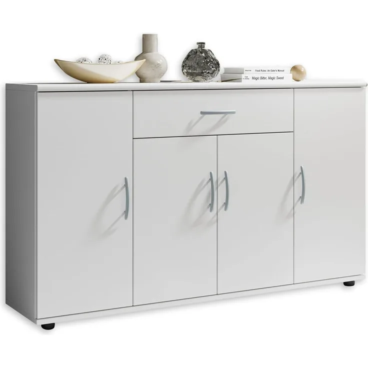 LILLY Sideboard in Weiß - Moderne Kommode mit Schublade und viel Stauraum für Wohnzimmer, Esszimmer und Flur - 118 x 70 x 30 cm (B/H/T)