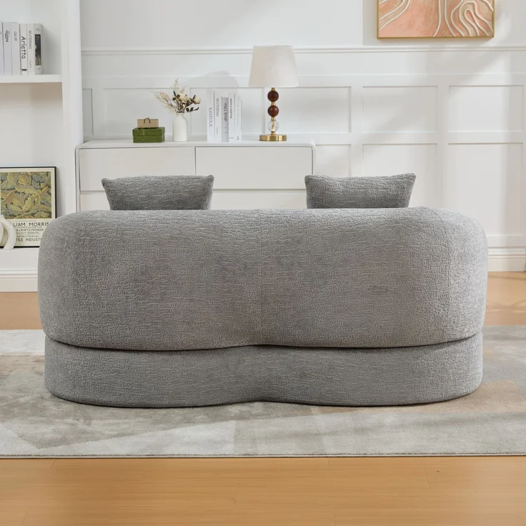 ZUBALIYA Schlafsofa 84x65 cm, mit LED - Beleuchtung, mit Chenille - Bezug, modular aufgebaut, mit Schaumstoffpolsterung, Hellgrau – Bild 10