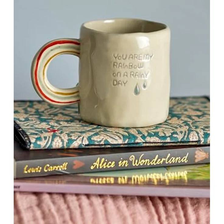 Bloomingville MINI Cloudy Tasse, Natur, Steingut, Regenbogen-Griff, Handdekoriert, Geschenkbox, 185 ml, D7,5xH7,5 cm, Weiß – Bild 4
