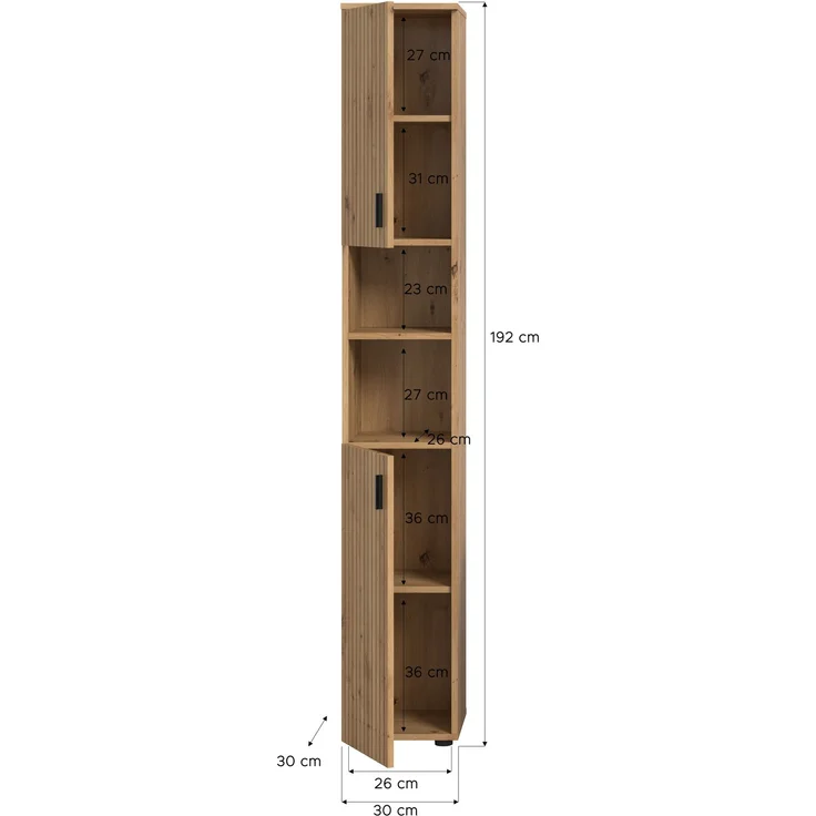 Badschrank B/H/T: 30x192x30 cm in Artisan Oak Nachbildung und -- – Bild 4