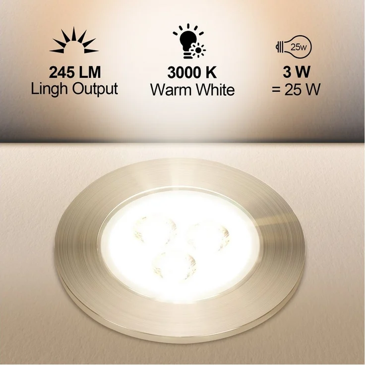 Clanmacy LED Einbauleuchte 3W LED Einbaustrahler LED Einbauspot Warmweiß 10er, LED Deckenlampe – Bild 3