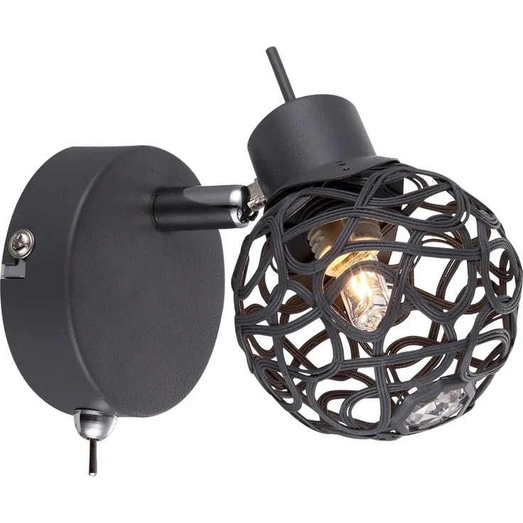 LED Wandleuchte, Alu-Geflecht, Kristall, beweglich, H 13 cm