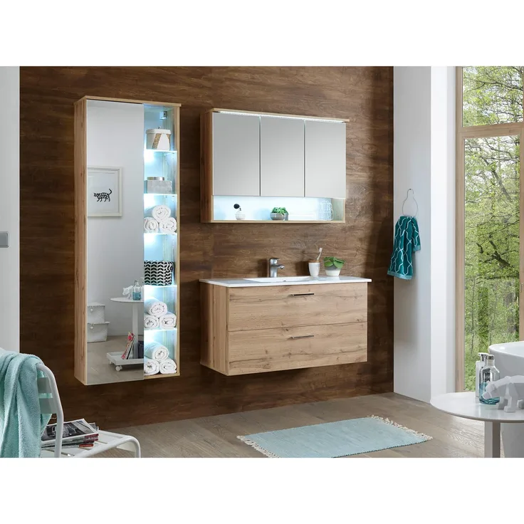 Spiegelschrank >Bella< in Wildeiche - 100x70x23cm (BxHxT)