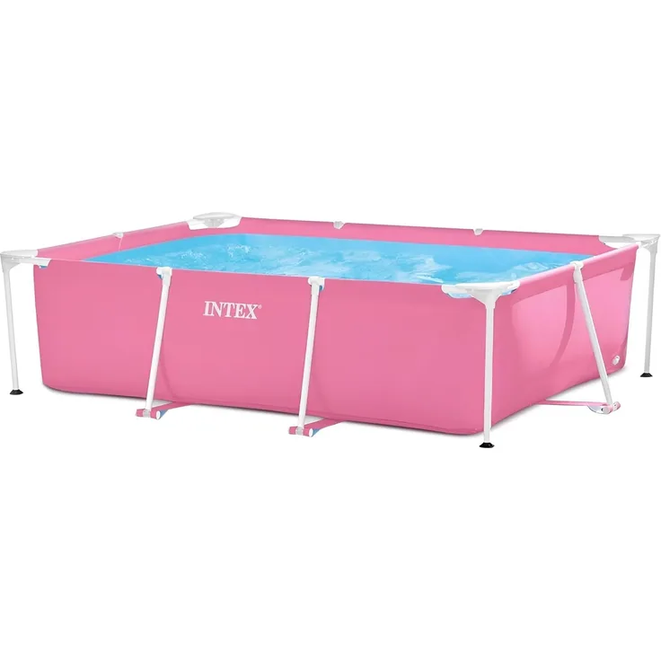 Intex 28266NP - Rechteckiger Aufstellpool mit Rahmen, 1662 L, Stahl und PVC, Rosa, 220 x 150 x 60 cm