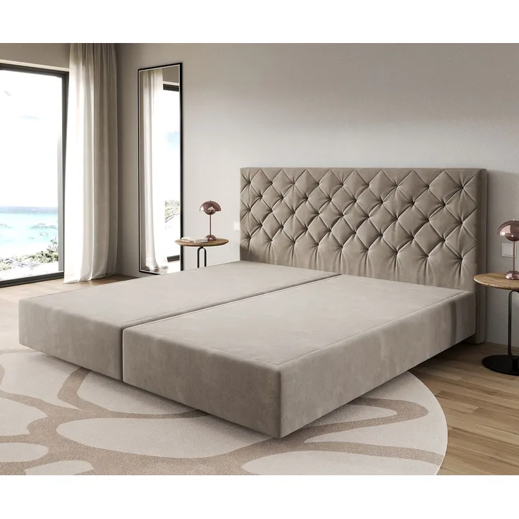 Boxspringgestell Dream-Great, Mikrofaser Beige, 200x200 cm