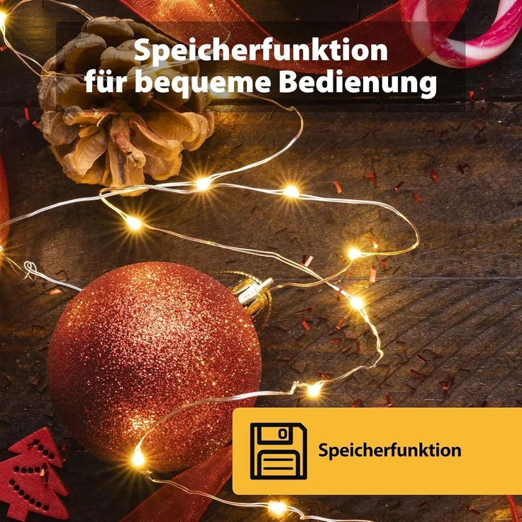 Salcar Lichterkette LED Kupfer Lichterkette Weihnachtsbeleuchtung für Innen & Außen Deko, 20m Silberfarbener-Kupferdraht, Netzteil, Warmweiß – Bild 3