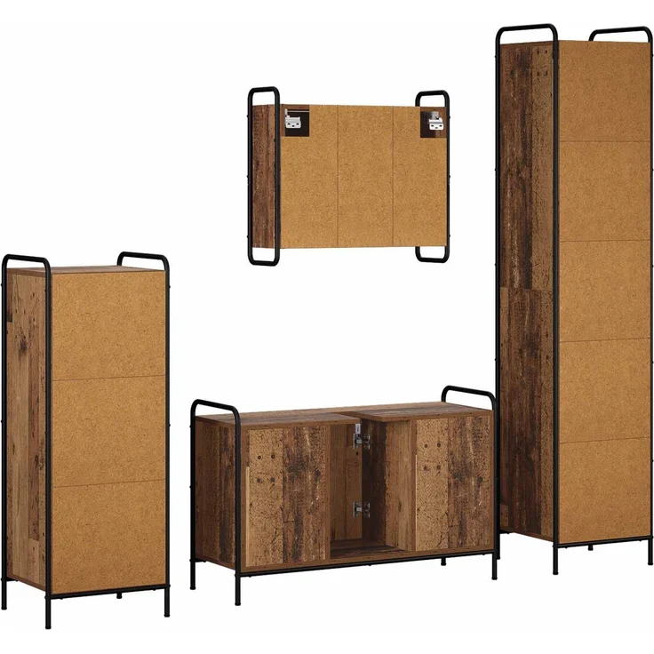 vidaXL Badezimmerschrank-Set 4 stk. Altholz 40 x 36 x 181 cm 3444637 – Bild 8