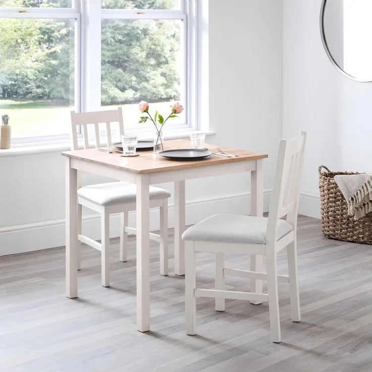 Julian Bowen 2er-Set Coxmoor-Esszimmerstühle, Weiß und Eiche