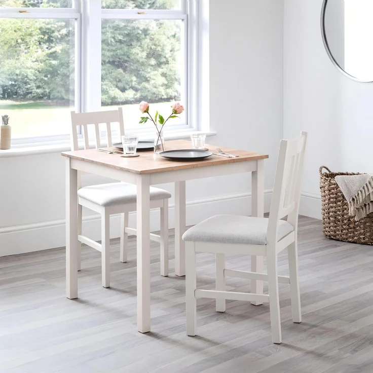 Julian Bowen 2er-Set Coxmoor-Esszimmerstühle, Weiß und Eiche