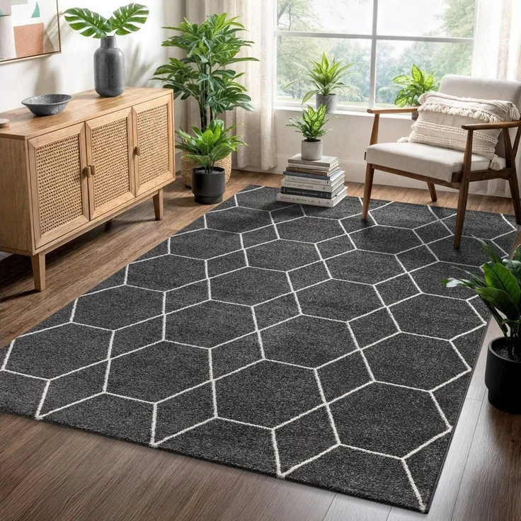 Sanat Teppich Trellis, rechteckig, Höhe: 10 mm, Kurzflor, skandi, boho, auch als Läufer und in rund – Bild 5