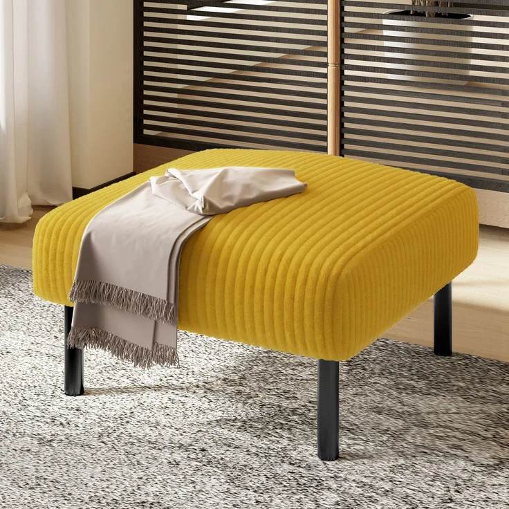 LVHOM Cord 3er-Set 2-Sitzer+Sessel+Hocker, Flexibel für Wohnzimmer Ecksofa mit Seitentaschen, Sitzgruppe Gelb – Bild 8