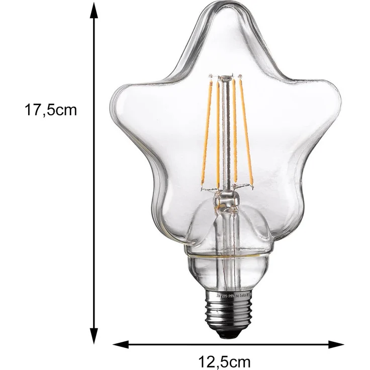 E27 Filament LED Stern - 4 Watt, 300 Lumen, warmweiß - nicht dimmbar – Bild 3
