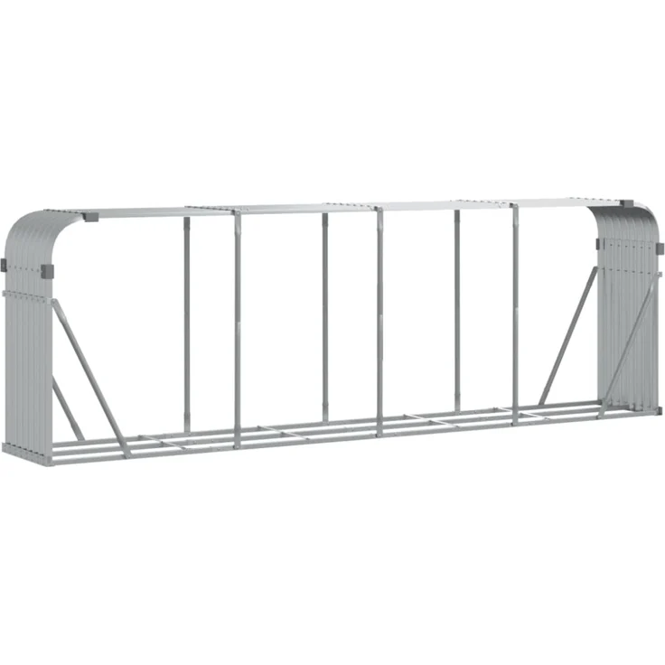 vidaXL Kaminholzunterstand Silbern 300x45x100 cm Verzinkter Stahl 364596 – Bild 2