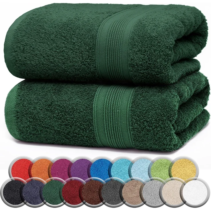 NatureMark 2er Pack SAUNATÜCHER Premium Qualität 80x200 cm SAUNATUCH Sauna-Handtuch 100% Baumwolle Farbe: Dunkel Grün