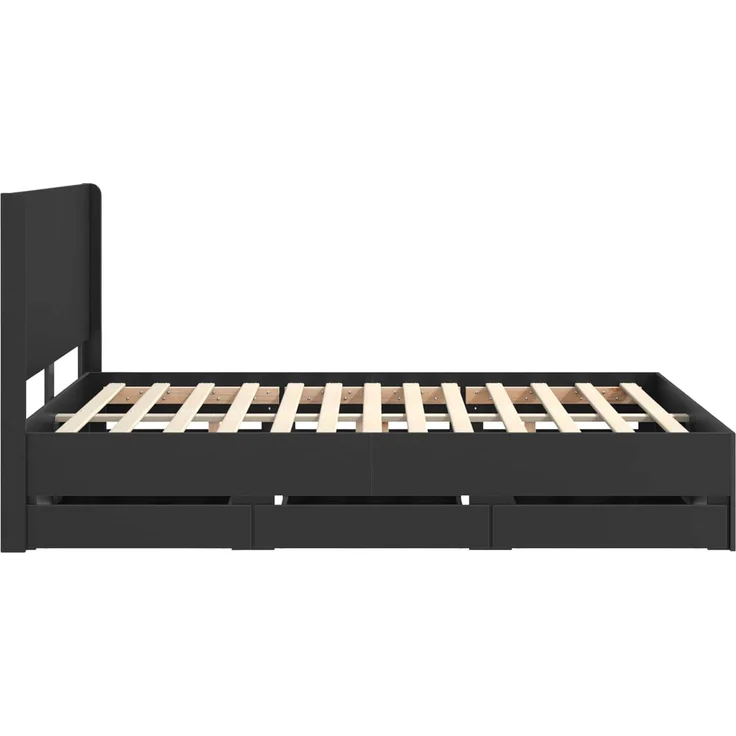 vidaXL Bettgestell mit Stauraum und Kopfteil Schwarz 160 x 200 cm 3413930 – Bild 7