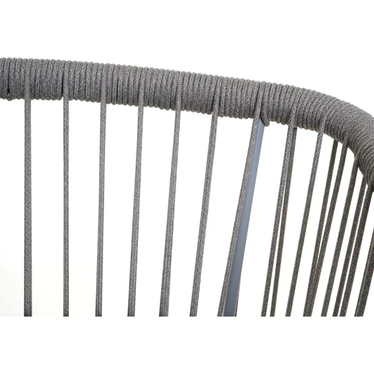 2er-Set Rope-Barhocker HWC-O22, Tresenhocker, Outdoor Sitzpolster Seilgeflecht Metall ~ hellgrau, Kissen hellgrau – Bild 4