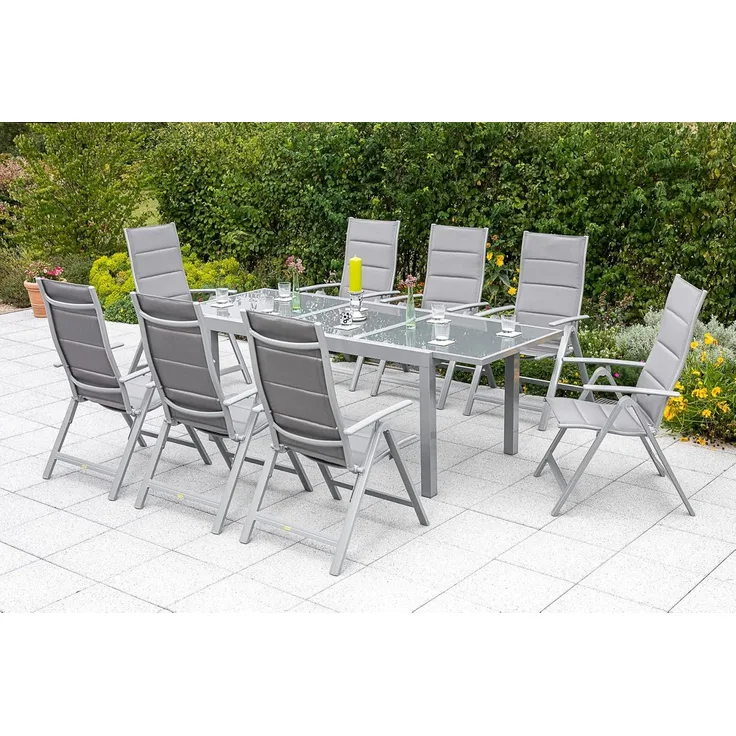 YOURSOL by Merxx Gartenmöbel Set Taviano 8 Personen mit Ausziehtisch 180 - 240 cm, Aluminium