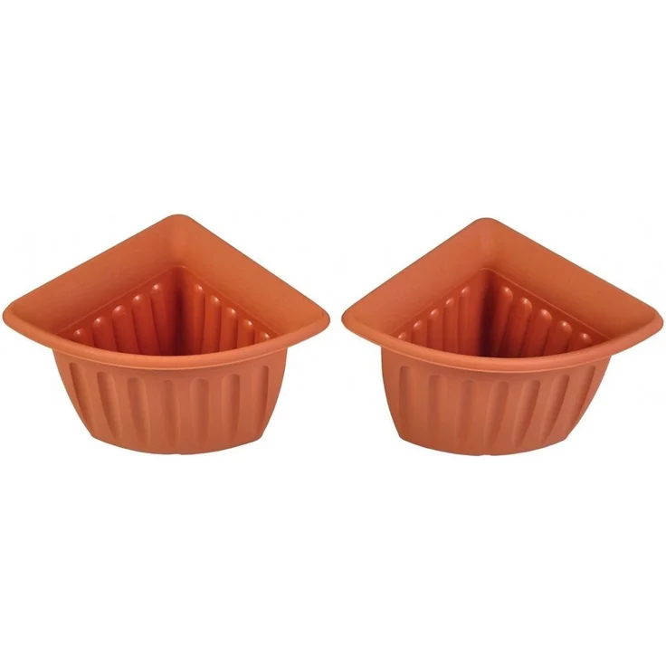 Eck-Blumentopf 4er-Set Terrakotta Pflanztopf Blumenkübel Pflanzkübel Pflanzgefäß – Bild 1