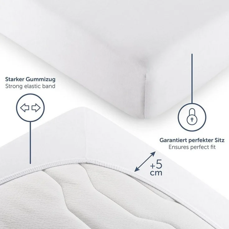 Blumtal® Premium Spannbettlaken 100x200 cm Jersey Boxspringbetten - OEKO-TEX zertifiziertes Bettlaken 100x200 cm Baumwolle 100% - Spannbetttuch 100x200 für Boxspringbetten/100x200 Spannbettlaken - Weiß – Bild 3