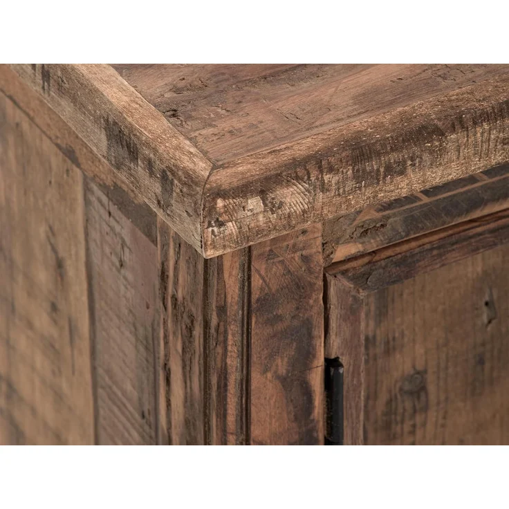 TV-Bank Sumatra rustikal aus recyceltem Altholz 122x46x40 cm mit Türen und Schubkästen – nachhaltiges Lowboard für Wohnzimmer – Bild 3