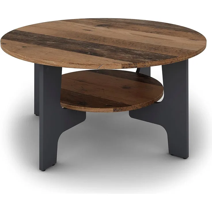 byLIVING Couchtisch JONNY / Melamin Old Style, Melamin Graphit / D 80, H 42,5 cm / mit praktischem Ablageboden