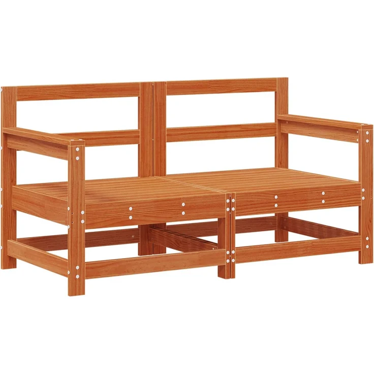 vidaXL 2 Stück Gartenecksofa Massives Kiefernholz Wachsbraun 865536 – Bild 3
