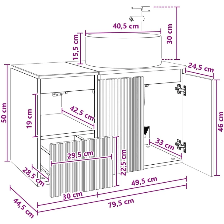 vidaXL Badezimmerschrank-Set 2 stk. Altholz 79,5 x 44,5 x 80 cm 3404112 – Bild 10