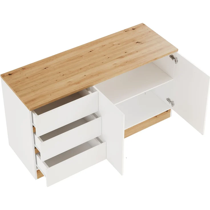 ZUBALIYA Schreibtisch mit feststellbaren Rollen – multifunktionales Design, 4 cm dickere, drehbare Tischplatte, fest arretierbar, weiß/Eiche, Faltbarer Schreibtisch, Eckschreibtisch, Sideboard,Dicke Materialie – Bild 14