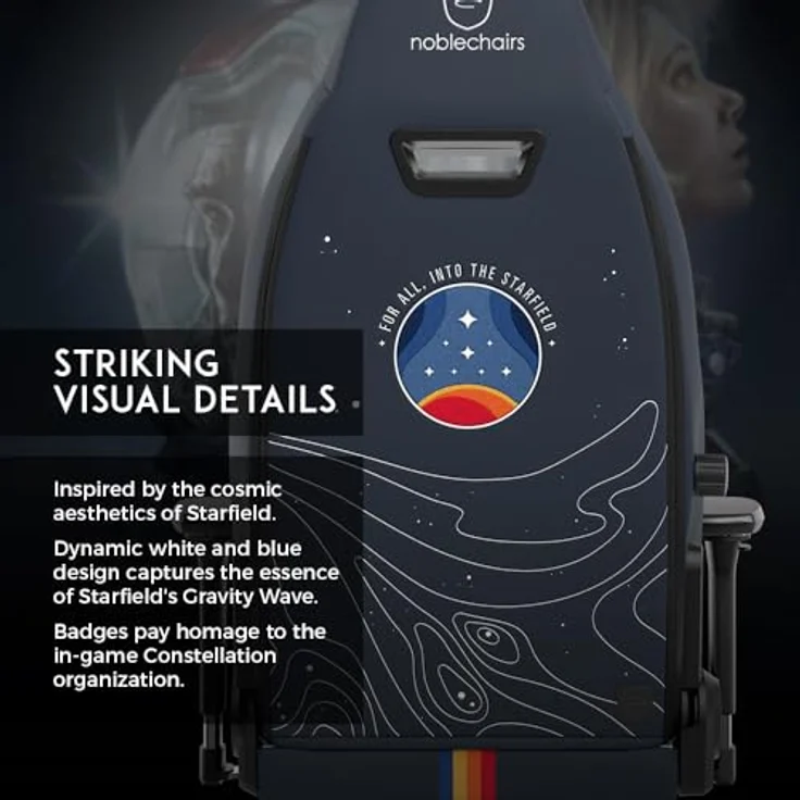 noblechairs LEGEND Gaming Stuhl - Starfield Edition, ergonomisch mit Kaltschaumpolsterung und 60-mm-Rollen, bis 150 kg belastbar – Bild 3
