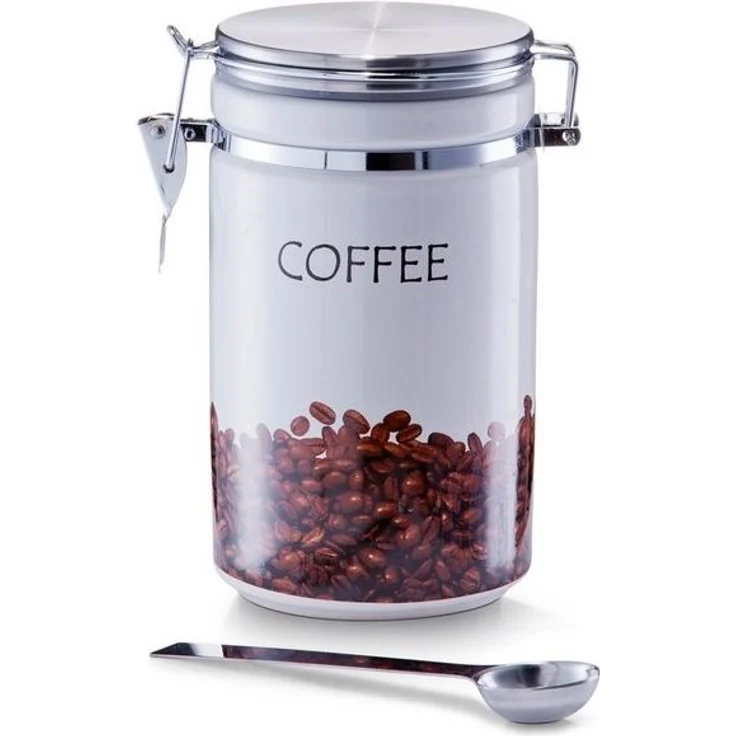 Neuetischkultur Vorratsdose Kaffeedose mit Löffel, Steingut, (Set, 2-tlg, 1 Kaffeedose 1 Löffel), Vorratsdose – Bild 2