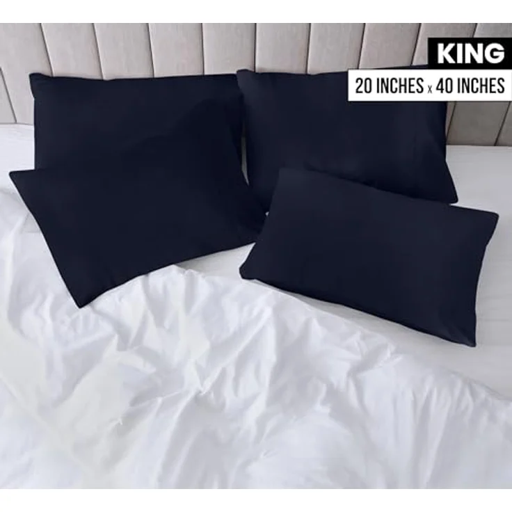 Utopia Bedding King-Kissenbezüge – 4er-Pack – Hotelverschluss – weicher, gebürsteter Mikrofaserstoff – schrumpf- und farbecht, Kissenbezüge, Kingsize, 20 X 40 Inches (Marineblau) – Bild 2