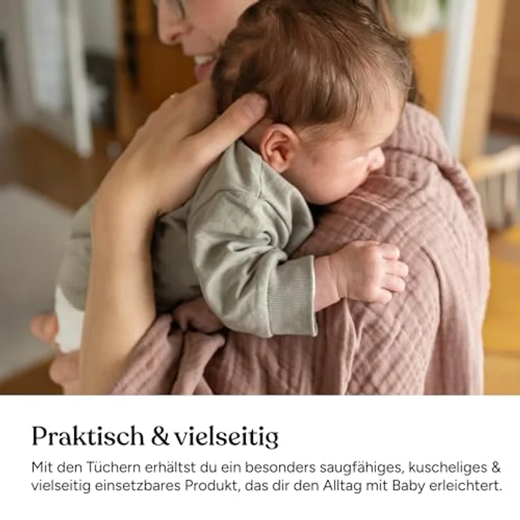 Ehrenkind Spucktuch Mulltücher-Set aus saugfähiger Musselin Bio-Baumwolle, (Sprucktücher Baby im 4er Set, Musselintücher Baby 70x70 cm), viele Einsatzmöglichkeiten wie Stoffwindeleinlage – Bild 5
