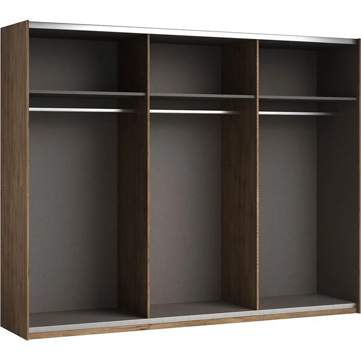 Schwebetürenschrank Leandra / Linea, Holzwerkstoff, Schwarz, Holzfarben, 270 x 211 x 58 cm