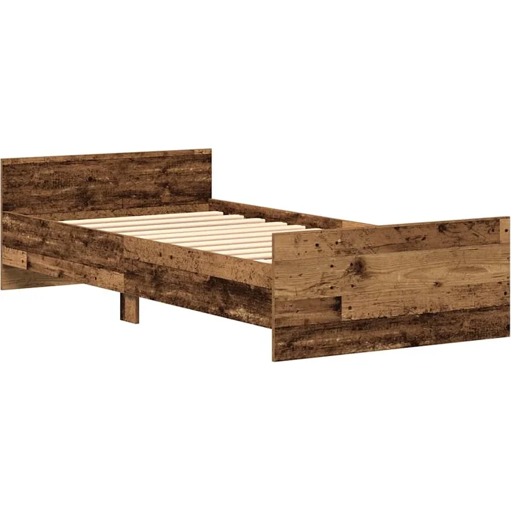 vidaXL Bettgestell ohne Matratze Altholz-Optik 75x190 cm Holzwerkstoff 862310 – Bild 3