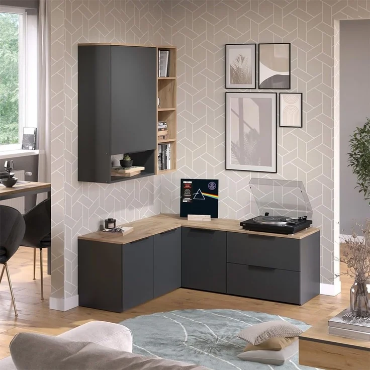 Wohnwand Wido Anthrazit 5 Teile Vicco – Bild 4