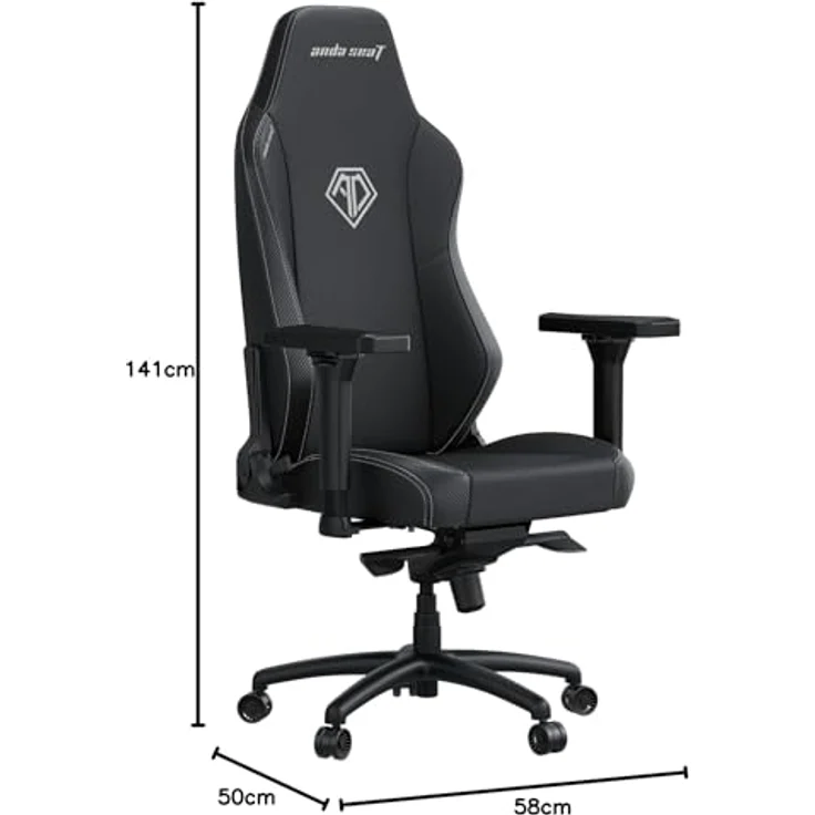 Anda Seat Phantom 3 Gaming Stuhl Ergonomisch - XL Gamerstuhle für Erwachsene mit 4D-Armlehnen, Fleckenabweisendes Kunstleder, Nacken- und Lendenwirbelstütze, Schreibtischstuhl und Gamer Stuhl Schwarz – Bild 3
