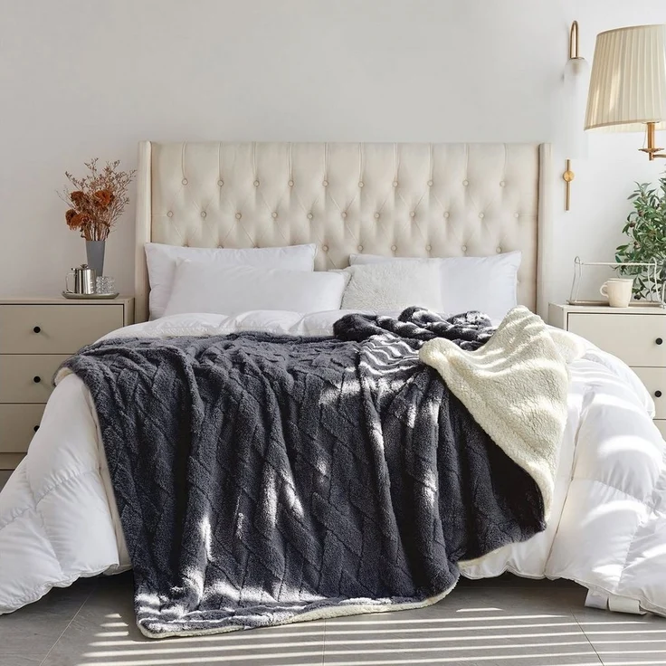 Wohndecke MT09, KEAYOO, Sherpa Fleece Warm Decke Kuscheldecken für Bett, Sofa und Couch – Bild 2