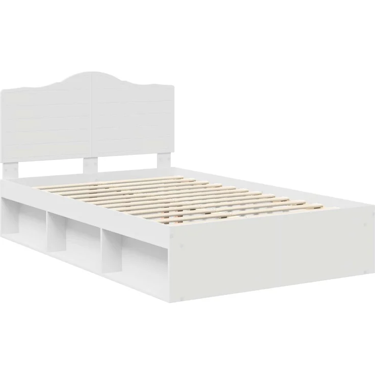 vidaXL Bettrahmen mit Kopfteil Weiß 120 x 200 cm Massives Kiefernholz 3413326 – Bild 3