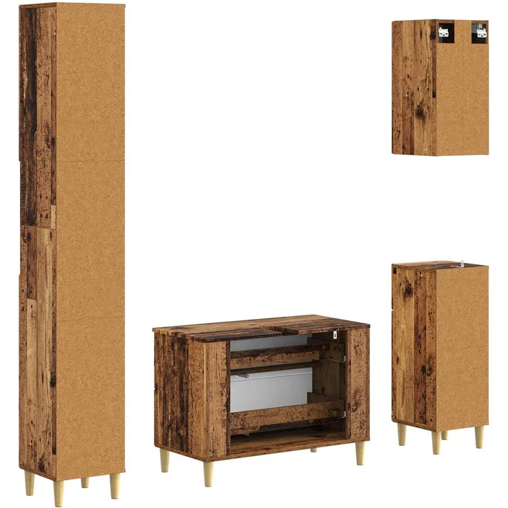vidaXL 4-teiliges Badezimmer-Schrank-Set ARNHEM Altholz Holzwerkstoff 3417934 – Bild 6