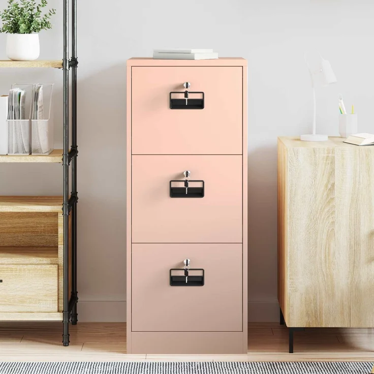 vidaXL Aktenschrank Rosa 44 x 50 x 106,5 cm Kaltgewalzter Stahl 891599 – Bild 4
