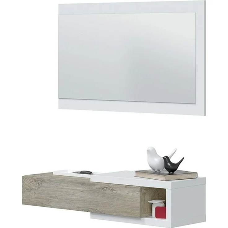 Garderoben-Set >Noon< (2-teilig) in Artik-Weiß/Alaska-Eiche - 95x19x26 (BxHxT) – Bild 3