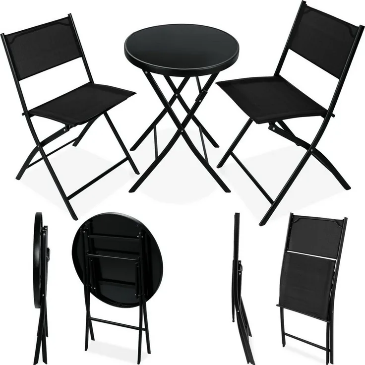 tectake Essgruppe Bistro-Set, (Set, 3-tlg), klappbar, für 2 Personen