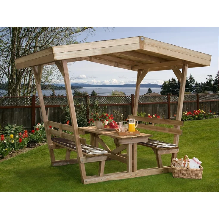 WEKA Sitzlaube 662 Gartenpavillon aus Holz in Grün Gartenhütte Gartenlaube – Bild 5