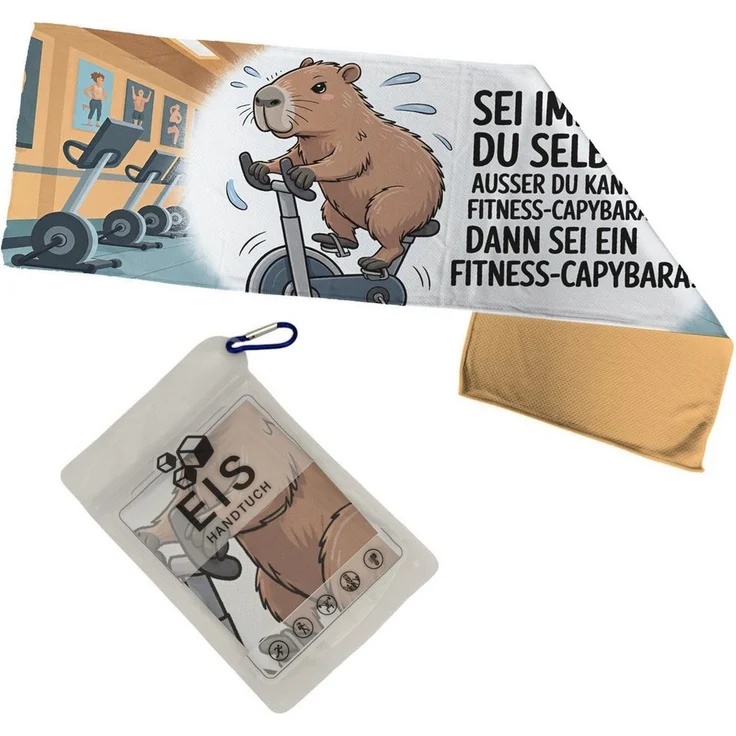 speecheese Sporthandtuch Sei ein Fitness-Capybara Eishandtuch XL mit lustigem Spruch – Bild 3