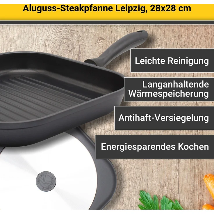 KARL KRÜGER Grillpfanne Leipzig 28x28cm Aluguss – Bild 2