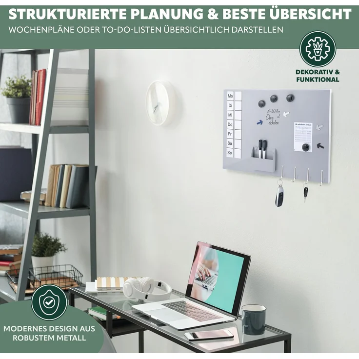 Magnettafel aus Metall, beschreibbar, viel Zubehör, hellgrau lackiert – Bild 3