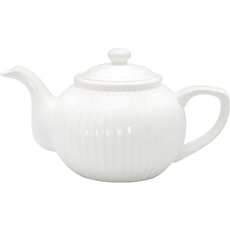 Greengate Teekanne Alice White Steingut Weiß