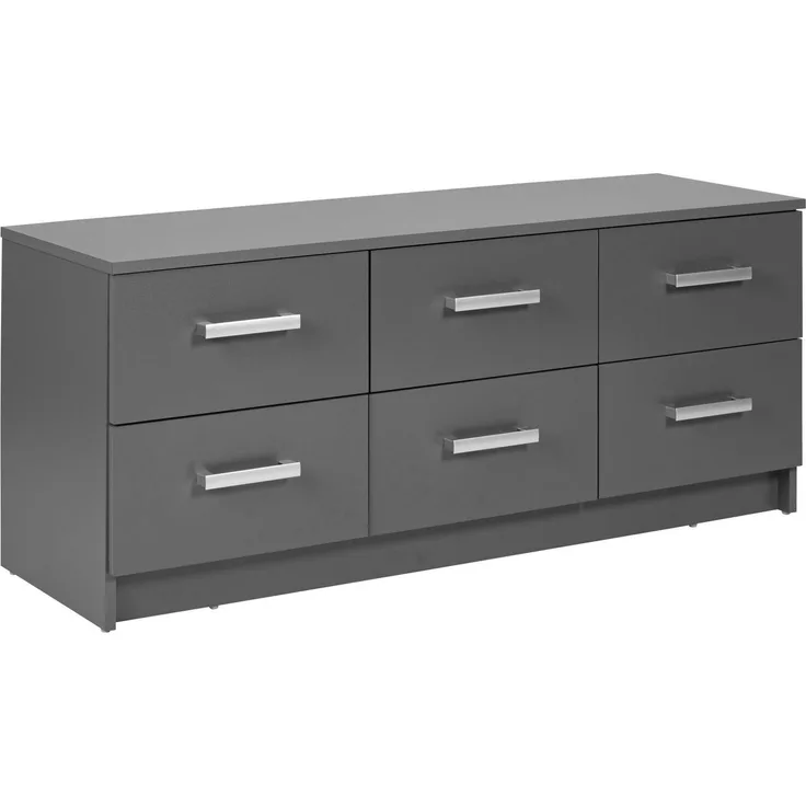 Schubladenkommode Lowboard ELENZIO 6 Graphit Grau mit 6 Schubladen