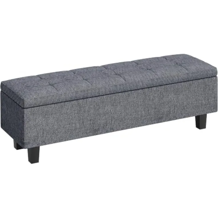 HOMCOM Polsterbank Sitzbank mit Stauraum, Leinenoptik, Holzbeine (Bettbank, 1-St, Truhebank), für Flur, Schlafzimmer, Wohnzimmer, 138 x 40 x 45 cm, Dunkelgrau